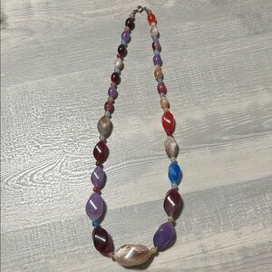 Multi Color Beaded Statement Necklace 24"